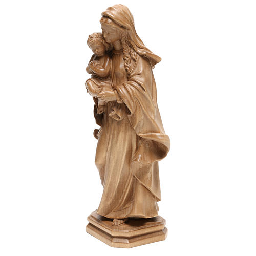 Virgin Mary statue in patinated Valgardena wood, Gothic style 3