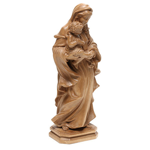 Virgin Mary statue in patinated Valgardena wood, Gothic style 4