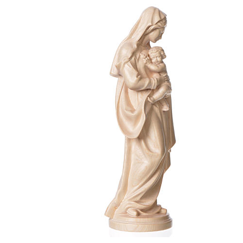 Estatua Virgen con niño de madera natural de la Val Gardena, acabado con cera transparente 2