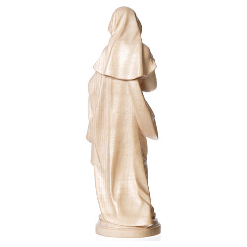Estatua Virgen con niño de madera natural de la Val Gardena, acabado con cera transparente 4