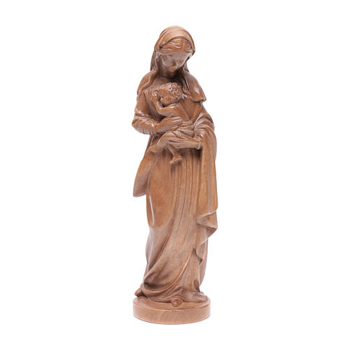Virgen con niño de madera patinada de la Val Gardena 1