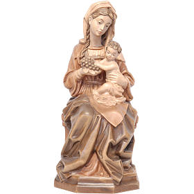 Virgen sentada con Niño y Uva Madea Valgardena Multi-Patinada