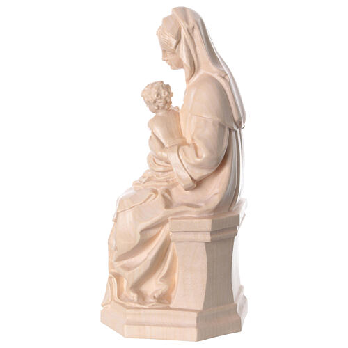 Estatua Virgen sentada con niño y uva de madera natural de la Val Gardena, acabado con cera transparente 5