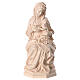 Estatua Virgen sentada con niño y uva de madera natural de la Val Gardena, acabado con cera transparente s1