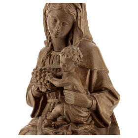Madonna siedząca Dzieciątko winogron drewno Valgardena patynowan