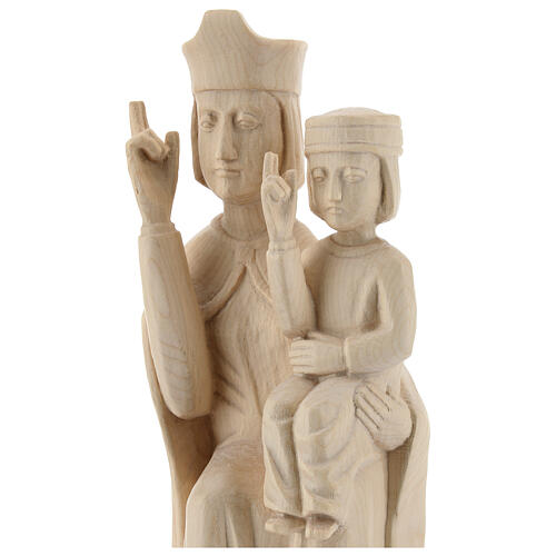 Estatua Virgen con niño de estilo románico de madera natural y acabado con cera transparente, 28 cm 2