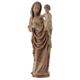 Virgen con niño de estilo gótico de madera multi-patinada de la Val Gardena, 25 cm