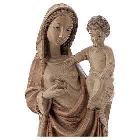 Virgen con niño de estilo gótico de madera multi-patinada de la Val Gardena, 25 cm