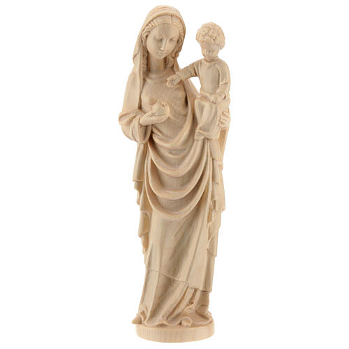 Virgin Mary statue with baby, gothic style 25cm, natural wax Val 1