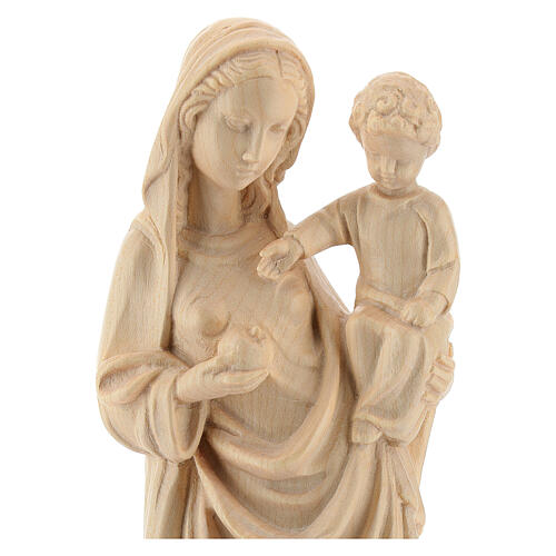 Virgin Mary statue with baby, gothic style 25cm, natural wax Val 2