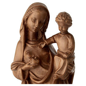 Virgin with Child in Gothic style, 10 in, patinated wood of Val Gardena