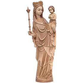 Virgen con niño y cetro de estilo gótico de madera multi-patinada, 25 cm