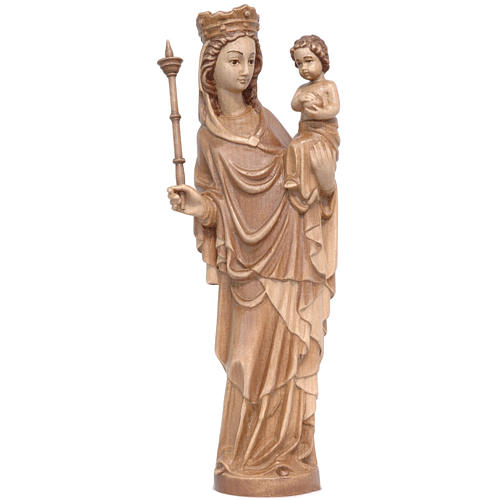 Virgen con niño y cetro de estilo gótico de madera multi-patinada, 25 cm 1