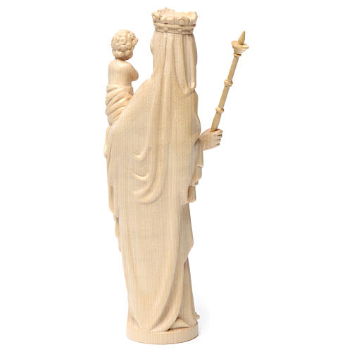 Imagen Virgen con niño y cetro de estilo gótico de madera natural, acabado con cera transparente, 25 cm 6