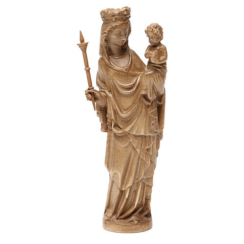 Virgen con Niño y Cetro 25 cm estilo gótico madera patinada 1