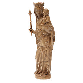 Virgem menino ceptro 25 cm estilo gótico madeira patinada