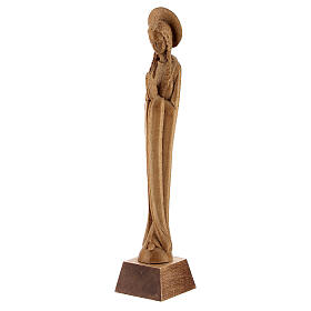 Estatua Virgen estilizada de madera patinada de la Val Gardena