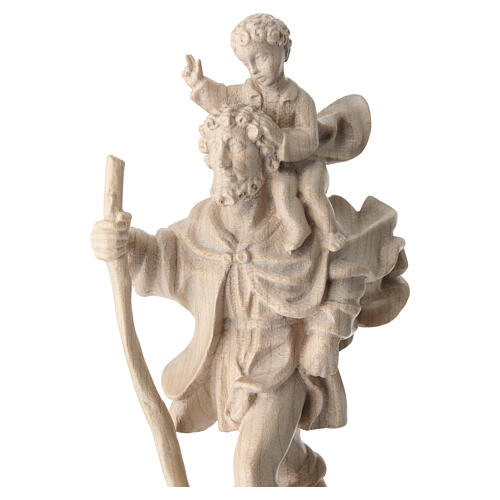 Imagen San Cristóbal con niño de madera natual de la Val Gardena, acabado con cera transparente, 22 cm 3