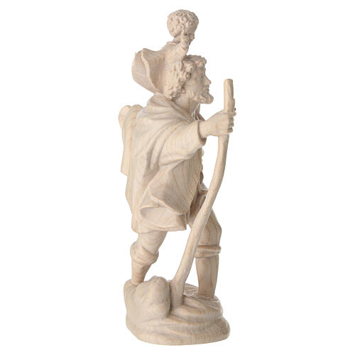 Imagen San Cristóbal con niño de madera natual de la Val Gardena, acabado con cera transparente, 22 cm 5