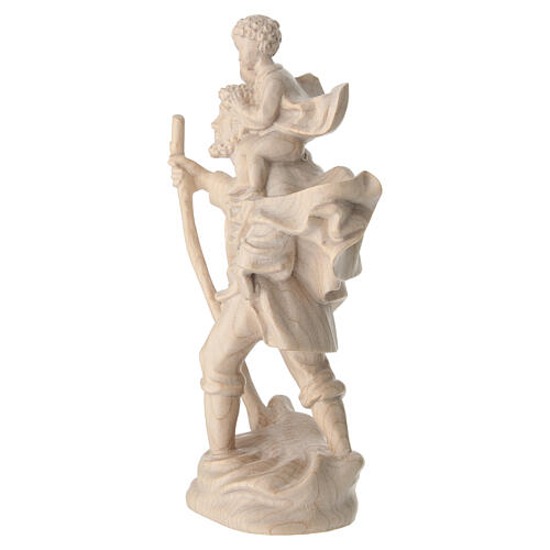 Imagen San Cristóbal con niño de madera natual de la Val Gardena, acabado con cera transparente, 22 cm 6