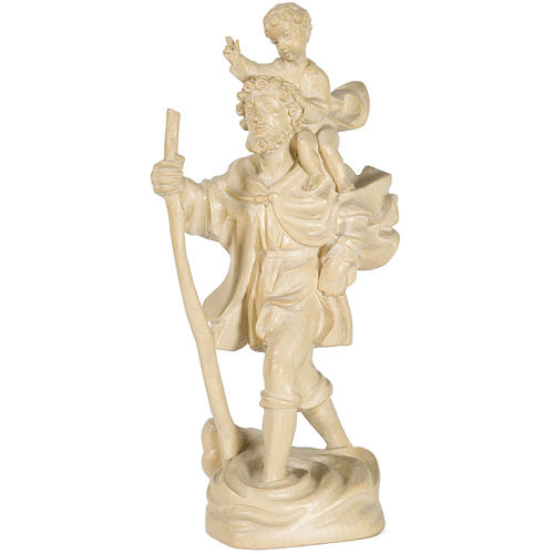 Saint Cristopher with baby 22cm in waxed Valgardena wood. 1