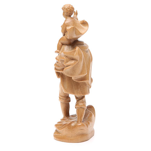 Estatua San Cristóbal con niño madera patinada de la Val Gardena 3
