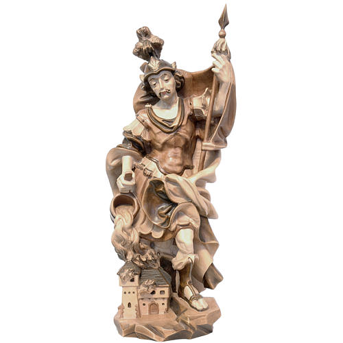 Saint Florian in multi-patinated Valgardena wood, baroque style 1