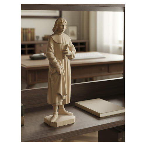 Saint Cosmas in natural Valgardena wood, old antique gold 2