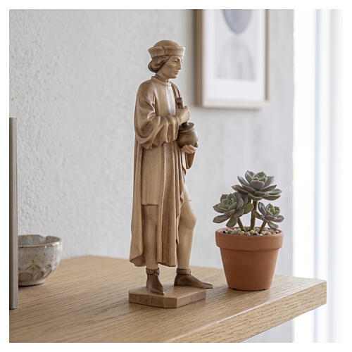 Saint Damien with mortar 25cm in multi-patinated Valgardena wood 2
