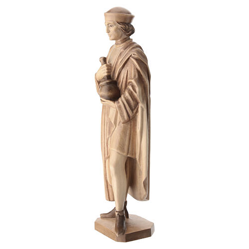 Saint Damien with mortar 25cm in multi-patinated Valgardena wood 4
