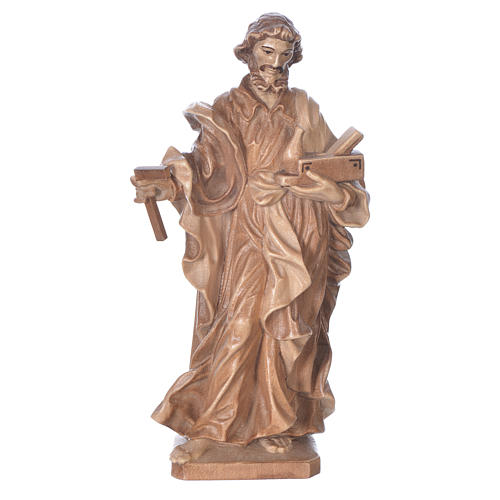 Saint Joseph the worker statue in multi-patinated Valgardena wood 1