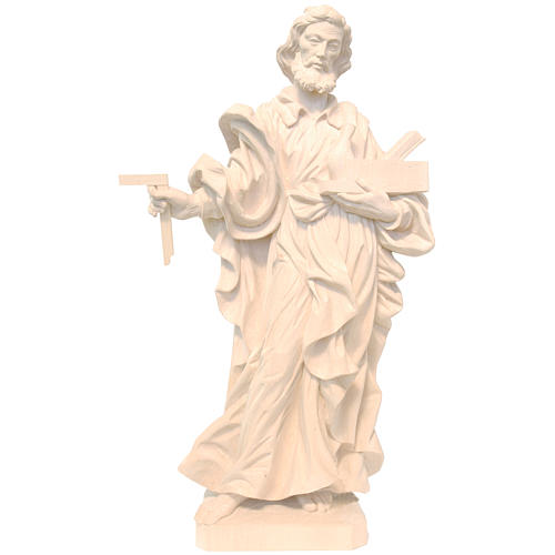 Saint Joseph the worker statue in natural wax Valgardena wood 1