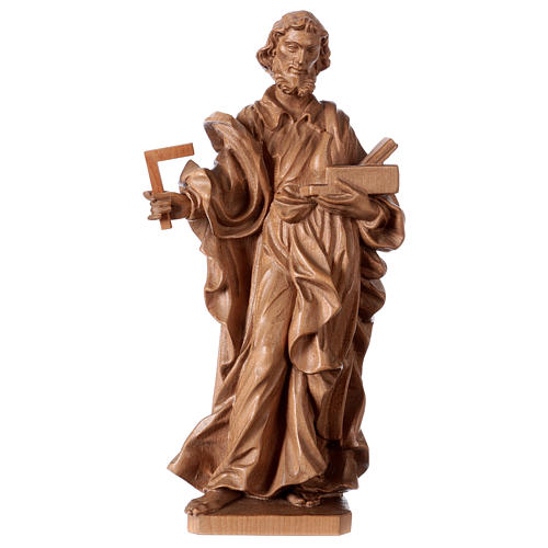 Saint Joseph the worker statue in patinated Valgardena wood 1