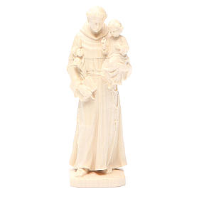 Saint Anthony with baby statue in natural wax Valgardena wood