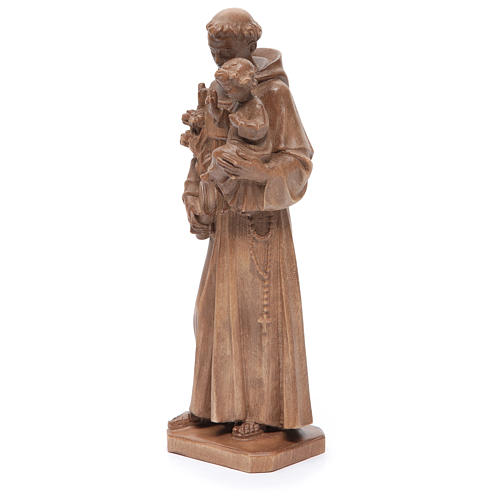 Estatua San Antonio con niño de madera patinada de la Val Gardena 2