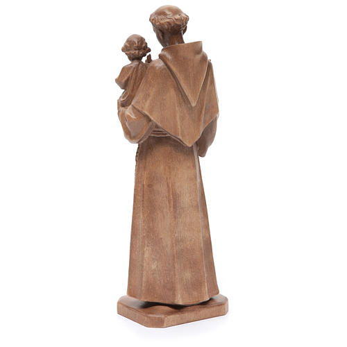 Estatua San Antonio con niño de madera patinada de la Val Gardena 3