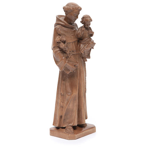 Estatua San Antonio con niño de madera patinada de la Val Gardena 4