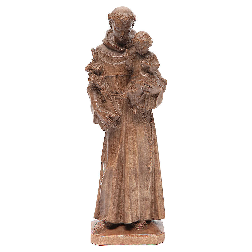 Saint Anthony with baby statue in patinated Valgardena wood online sales on