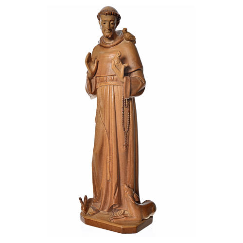 Saint Francis of Assisi statue in multi-patinated Valgardena woo 1