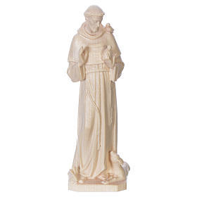 Saint Francis of Assisi statue in natural wax Valgardena wood