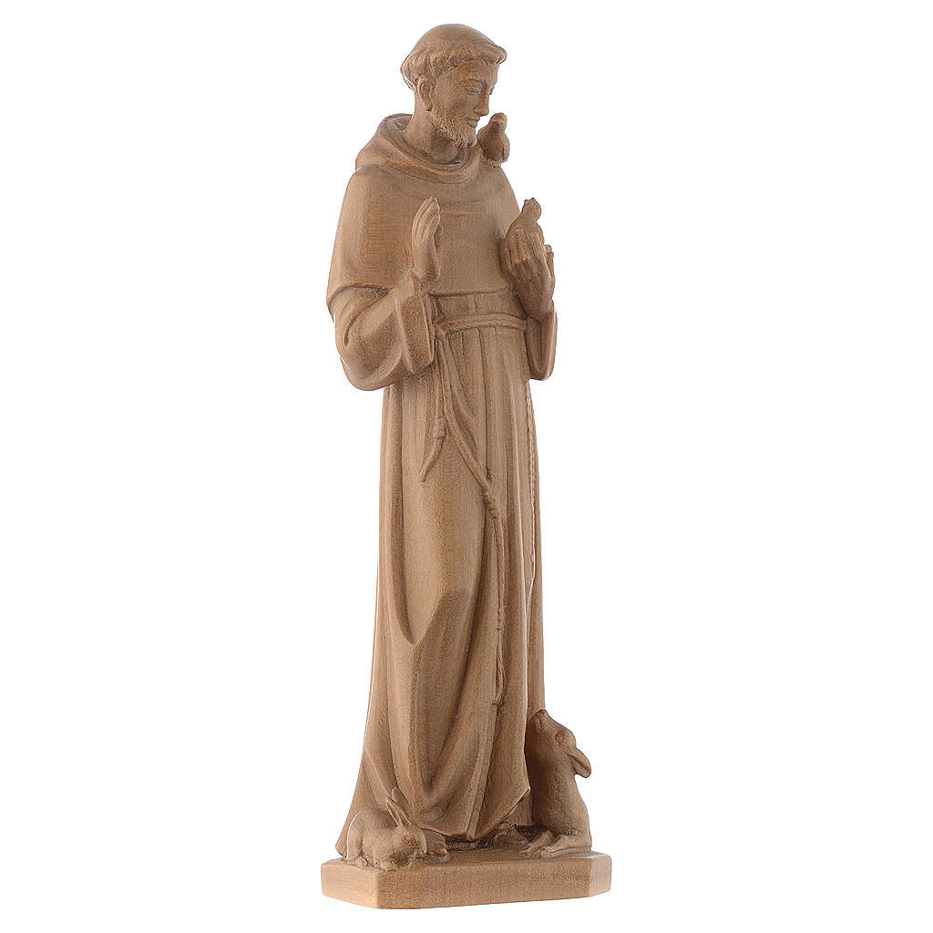 Saint Francis of Assisi statue in patinated Valgardena wood online