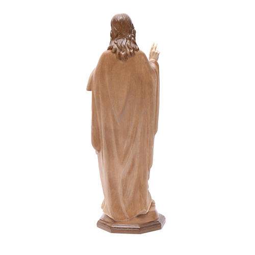 Sacred Heart of Jesus statue in multi-patinated Valgardena wood 4