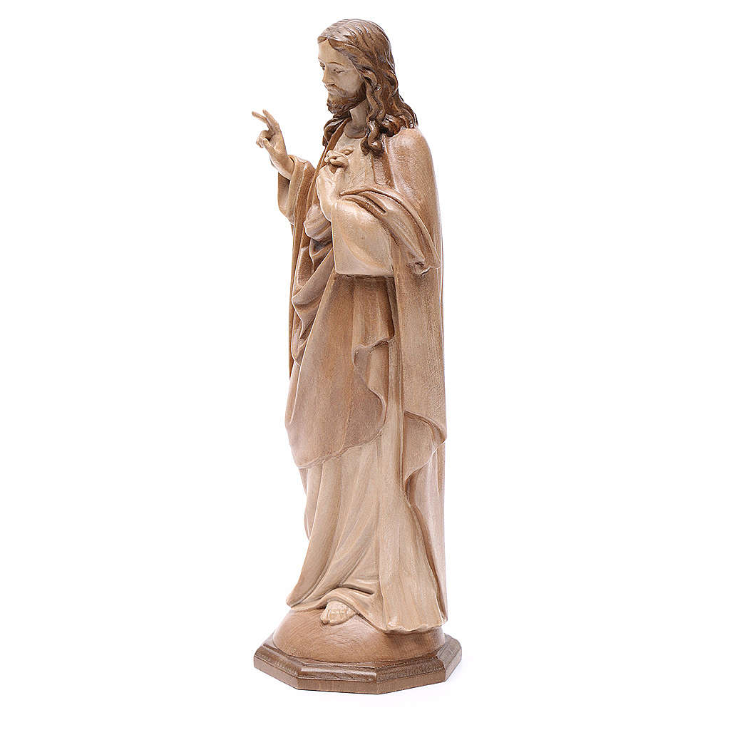 Sacred Heart of Jesus statue in multi-patinated Valgardena wood ...