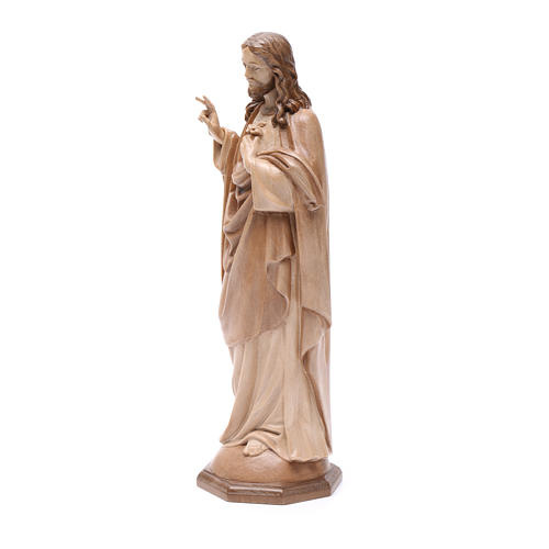 Sacred Heart of Jesus statue in multi-patinated Valgardena wood 2