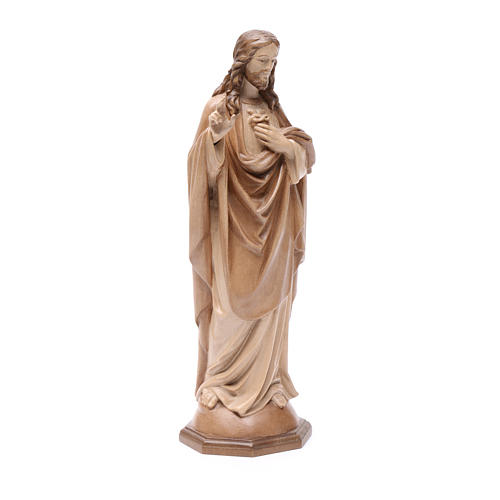 Sacred Heart of Jesus statue in multi-patinated Valgardena wood 3