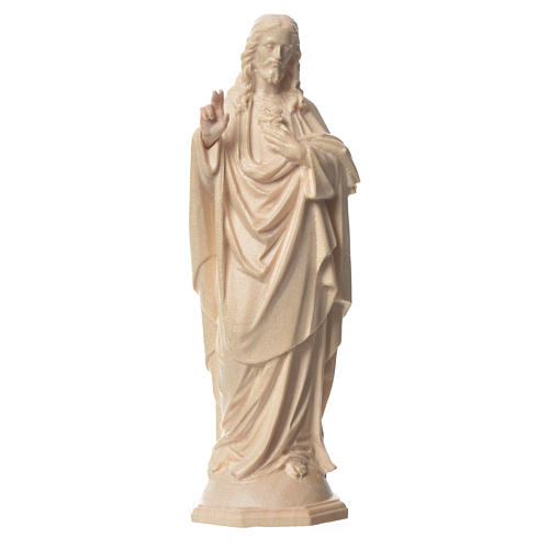 Sacred Heart of Jesus statue in natural wax Valgardena wood 1