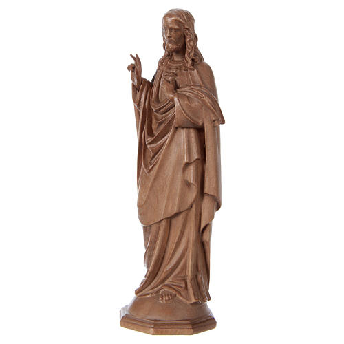 Sacred Heart of Jesus statue in patinated Valgardena wood 3