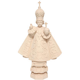 Imágenes de madera natural: Niño de Praga de madera natural de la Val Gardena, acabado con cera transparente