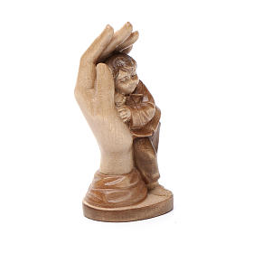 Hand Gottes mit Jung aus Grödnertal Holz patiniert