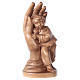 Protective hand with young boy in patinated Valgardena wood s1